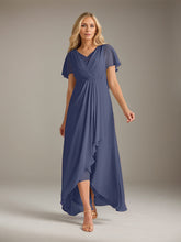 A-Line V-Neck Asymmetrical Chiffon Mother of the Bride Dress